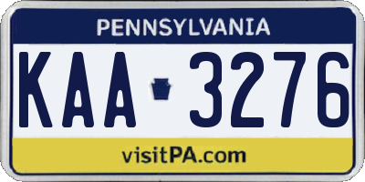 PA license plate KAA3276
