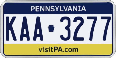 PA license plate KAA3277