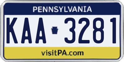 PA license plate KAA3281