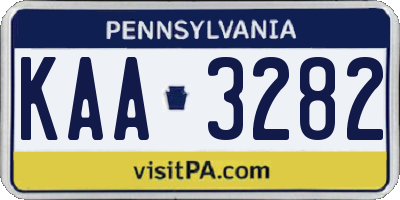 PA license plate KAA3282