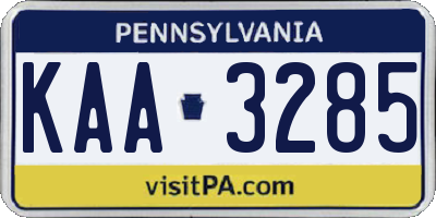 PA license plate KAA3285