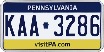 PA license plate KAA3286