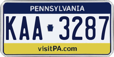PA license plate KAA3287
