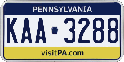PA license plate KAA3288