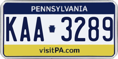 PA license plate KAA3289