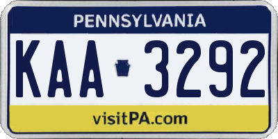 PA license plate KAA3292