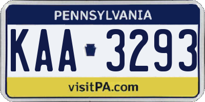 PA license plate KAA3293