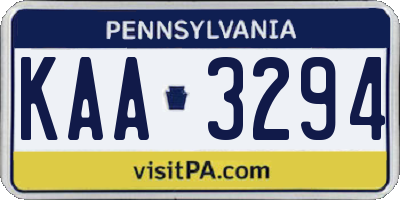 PA license plate KAA3294