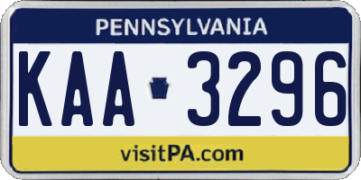 PA license plate KAA3296