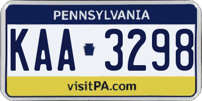 PA license plate KAA3298