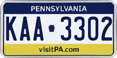 PA license plate KAA3302