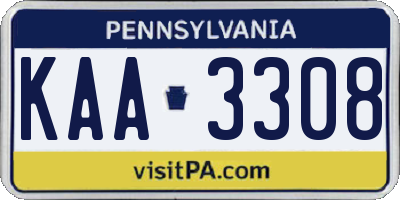 PA license plate KAA3308