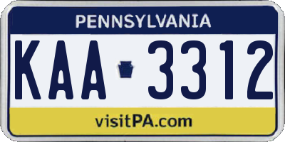 PA license plate KAA3312