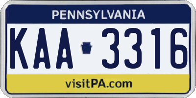 PA license plate KAA3316