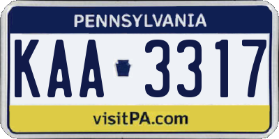 PA license plate KAA3317