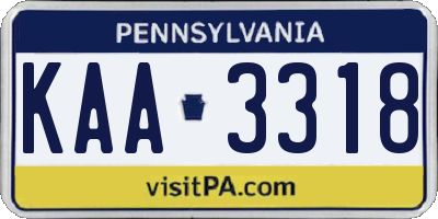 PA license plate KAA3318