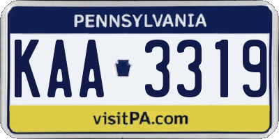 PA license plate KAA3319