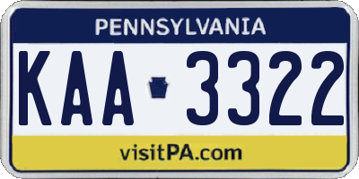 PA license plate KAA3322