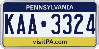PA license plate KAA3324