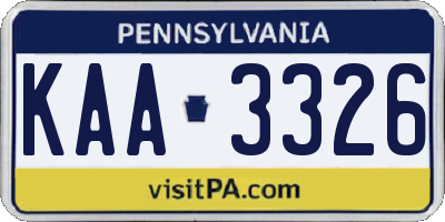 PA license plate KAA3326