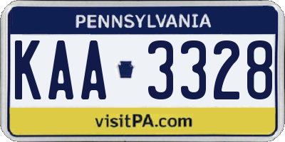 PA license plate KAA3328