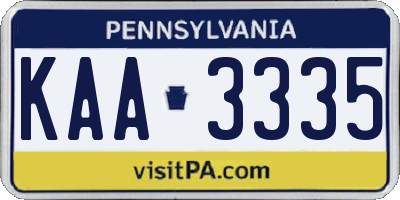 PA license plate KAA3335
