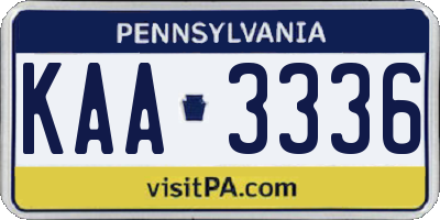 PA license plate KAA3336