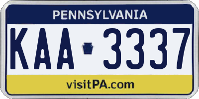 PA license plate KAA3337