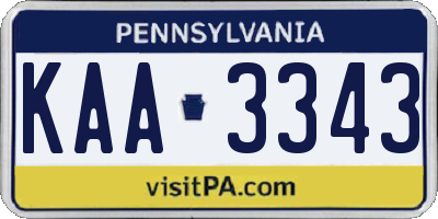PA license plate KAA3343
