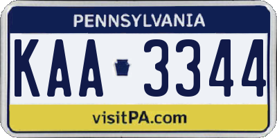 PA license plate KAA3344