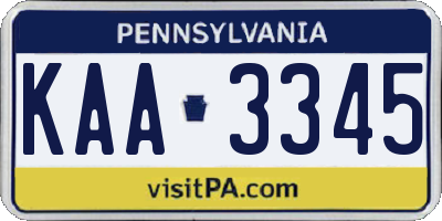 PA license plate KAA3345