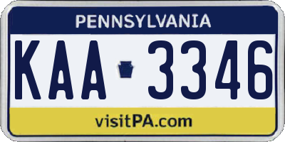 PA license plate KAA3346