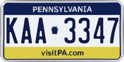 PA license plate KAA3347