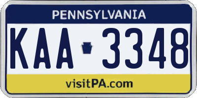 PA license plate KAA3348
