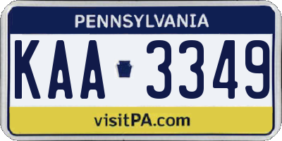 PA license plate KAA3349
