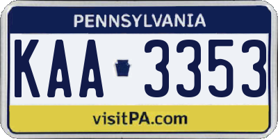 PA license plate KAA3353