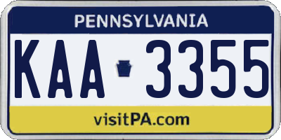 PA license plate KAA3355