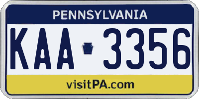 PA license plate KAA3356