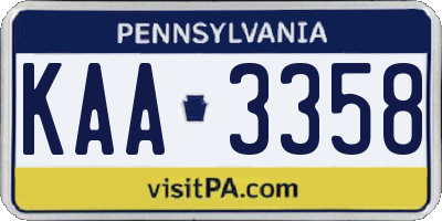 PA license plate KAA3358