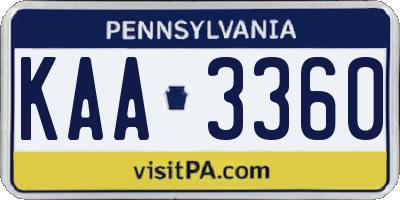 PA license plate KAA3360