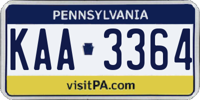 PA license plate KAA3364