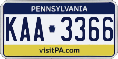 PA license plate KAA3366