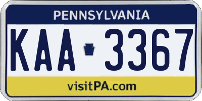 PA license plate KAA3367