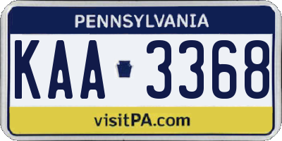 PA license plate KAA3368