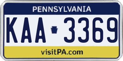 PA license plate KAA3369