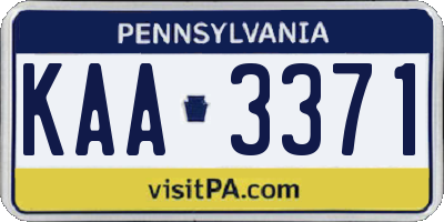 PA license plate KAA3371