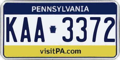 PA license plate KAA3372
