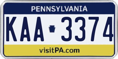 PA license plate KAA3374