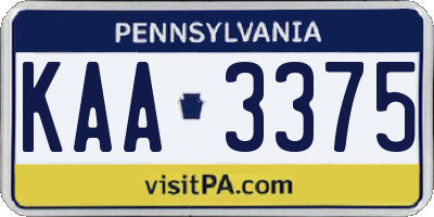 PA license plate KAA3375