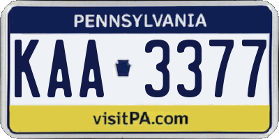 PA license plate KAA3377